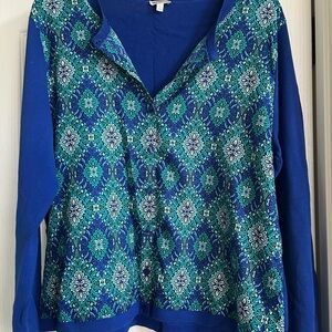 Knitted Talbots Blue Printed Long Sleeve Pullover
